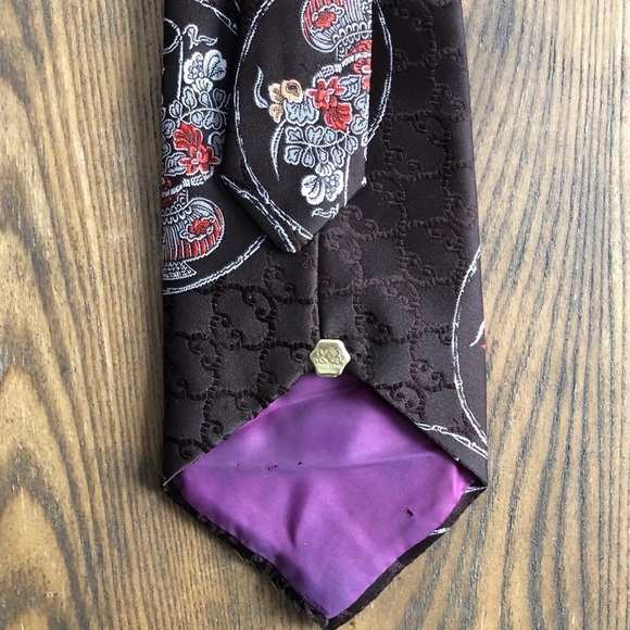 🎄Lanvin vintage tie polyester  brown purple wide VTG - Picture 2 of 9
